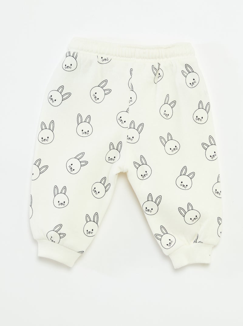 Jogging en molleton fantaisie Blanc - Kiabi