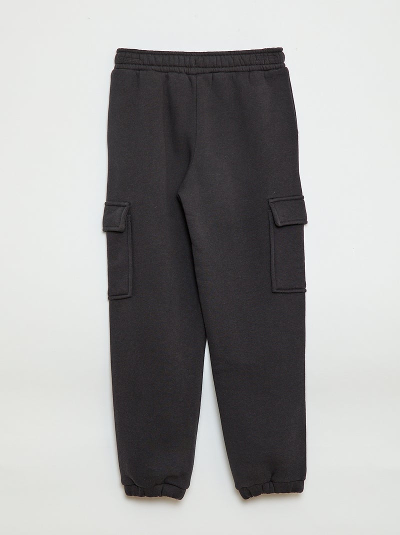 Jogging en molleton uni multi-poches Noir - Kiabi