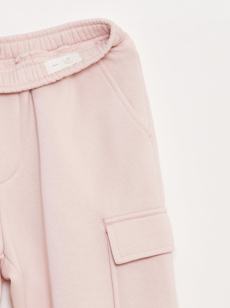 Jogging en molleton uni multi-poches Rose - Kiabi