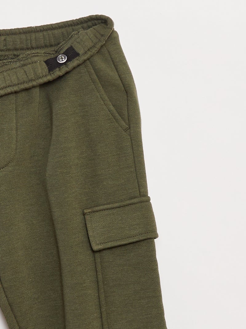 Jogging en molleton uni multi-poches Vert - Kiabi