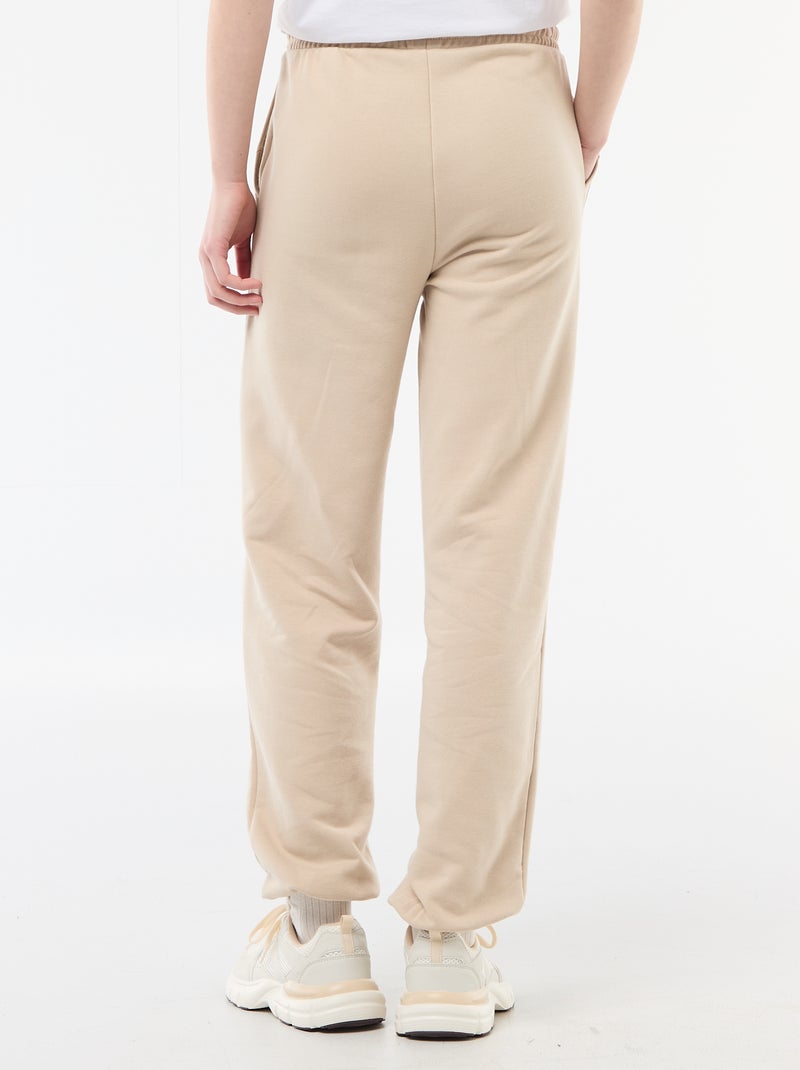 Jogging forme barrel en coton uni Beige - Kiabi