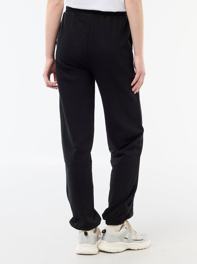 Jogging forme barrel en coton uni Noir - Kiabi