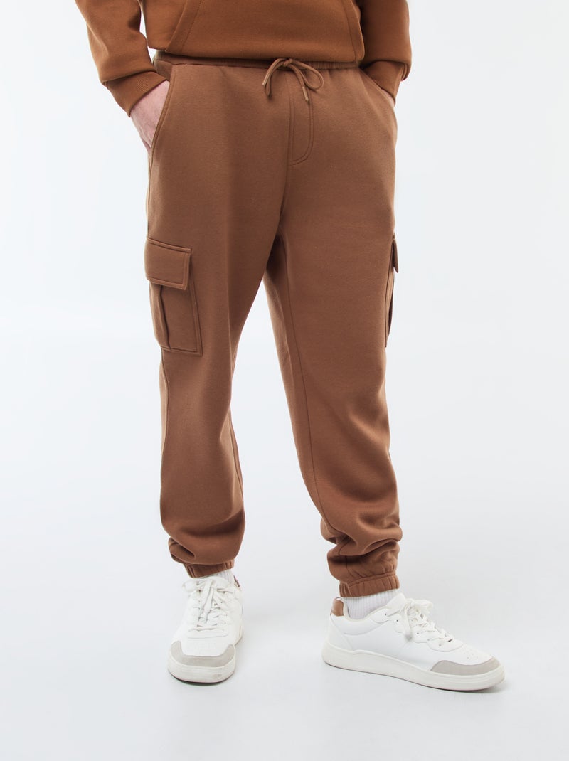 Jogging multi-poches en molleton Marron - Kiabi