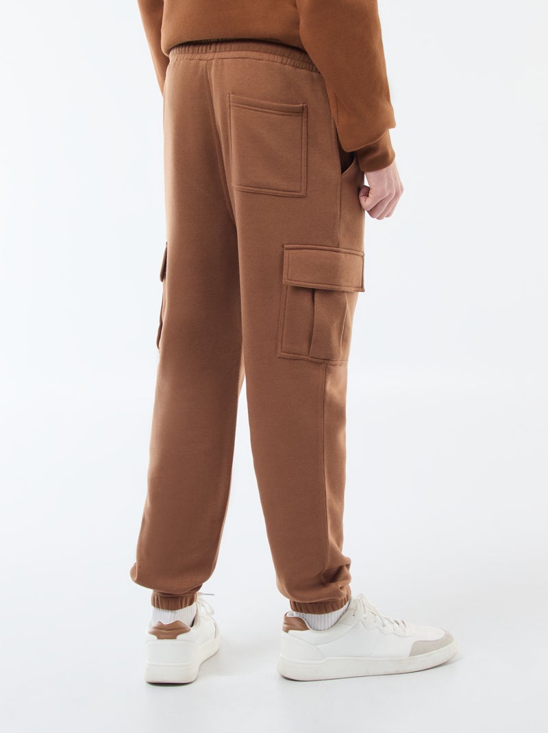 Jogging multi-poches en molleton Marron - Kiabi