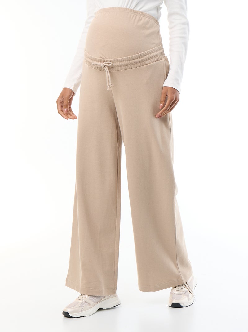 Jogging premaman a gamba larga in french terry Beige - Kiabi