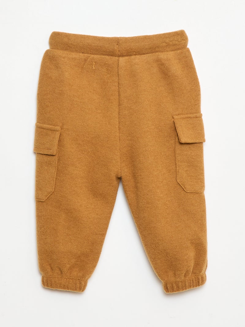 Jogging rib en coton uni Beige - Kiabi