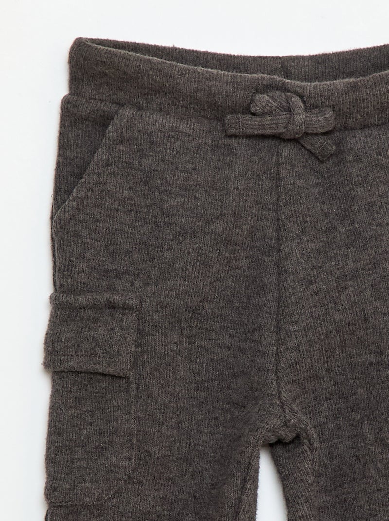 Jogging rib en coton uni Gris - Kiabi