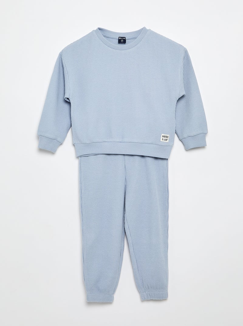 Jogging-Set im Waffel-Look – 2-teilig Bleu - Kiabi