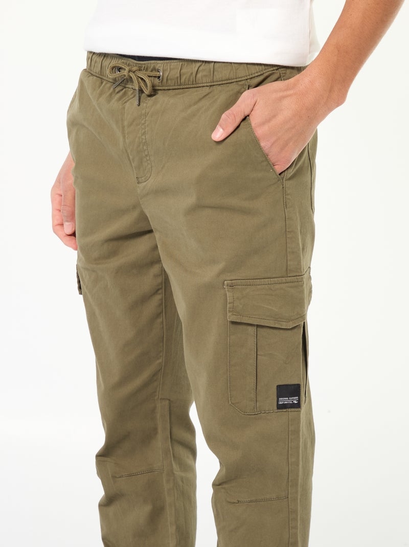 Jogpant avec poches à rabat Kaki - Kiabi