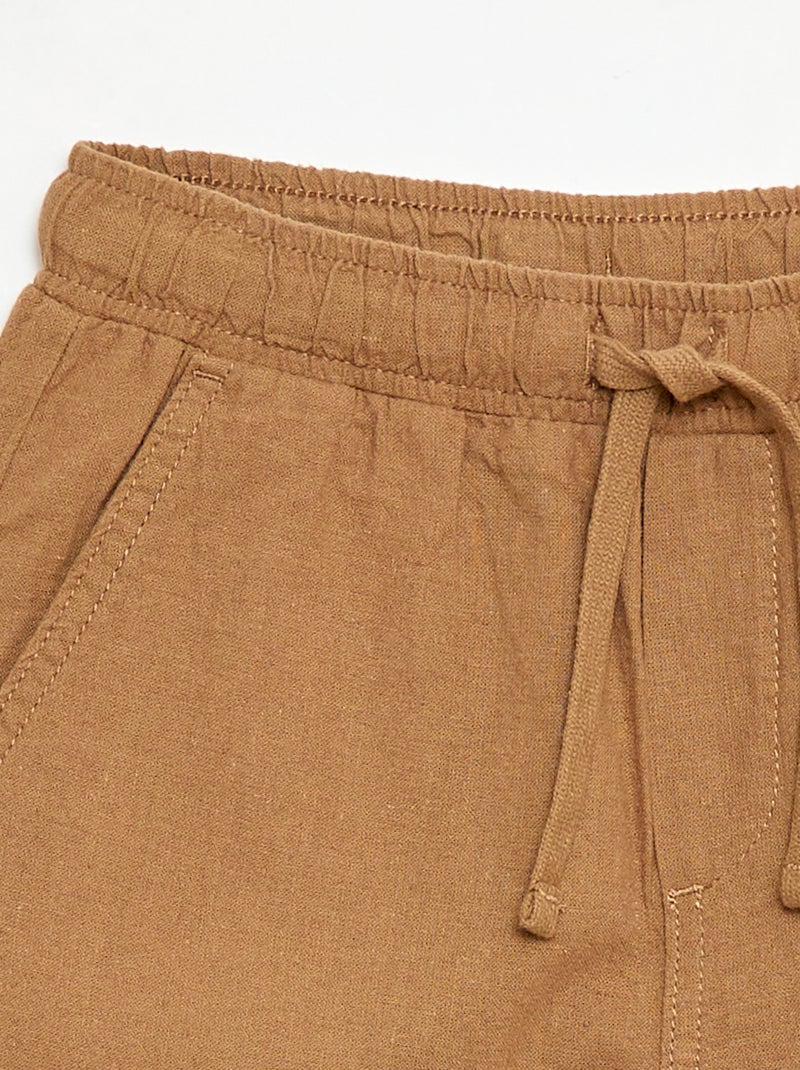 Jogpant en lin mélangé Beige - Kiabi