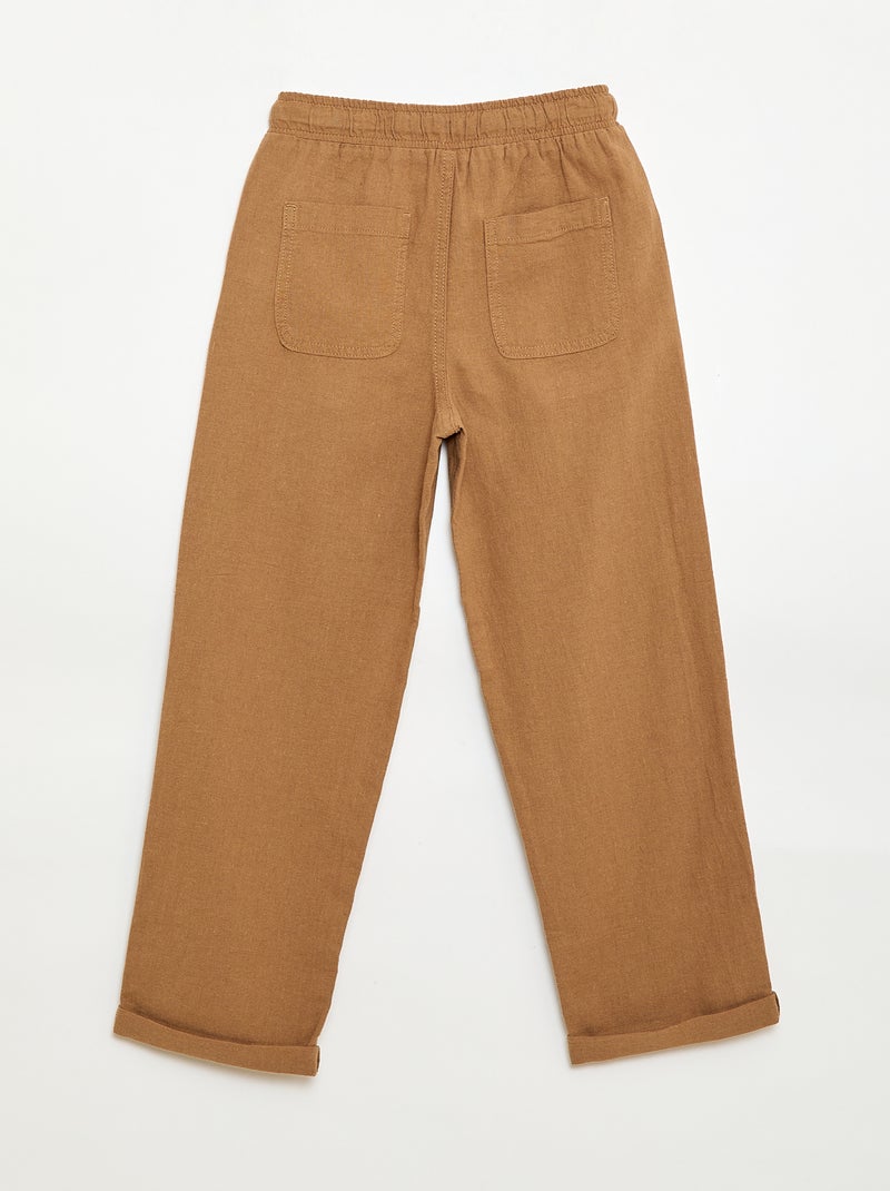 Jogpant en lin mélangé Beige - Kiabi