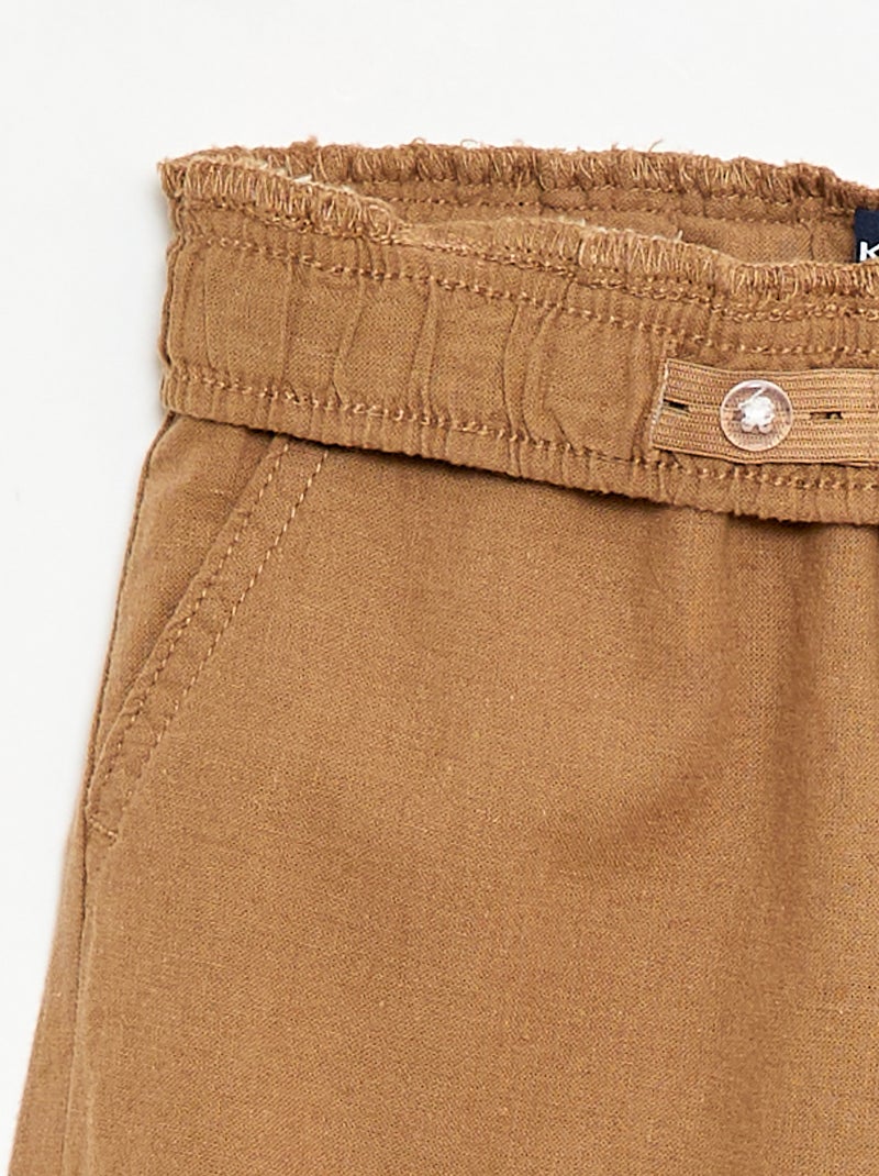 Jogpant en lin mélangé Beige - Kiabi