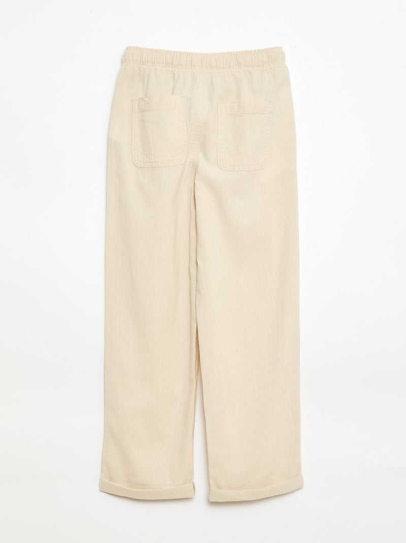 Jogpant en lin mélangé Blanc - Kiabi