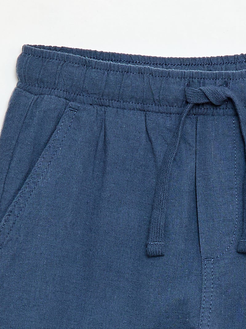 Jogpant en lin mélangé Bleu - Kiabi