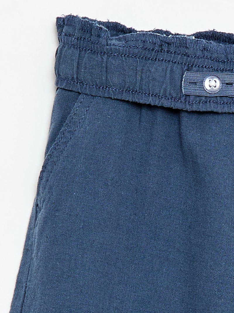 Jogpant en lin mélangé Bleu - Kiabi