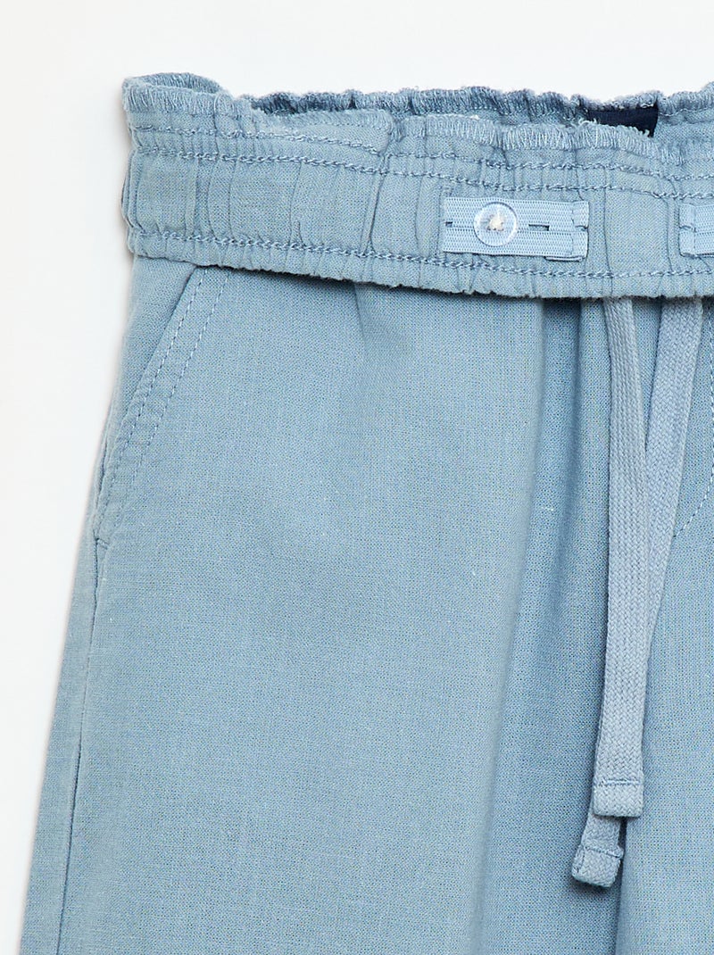 Jogpant en lin mélangé Bleu - Kiabi