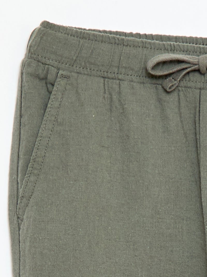 Jogpant en lin mélangé Vert - Kiabi