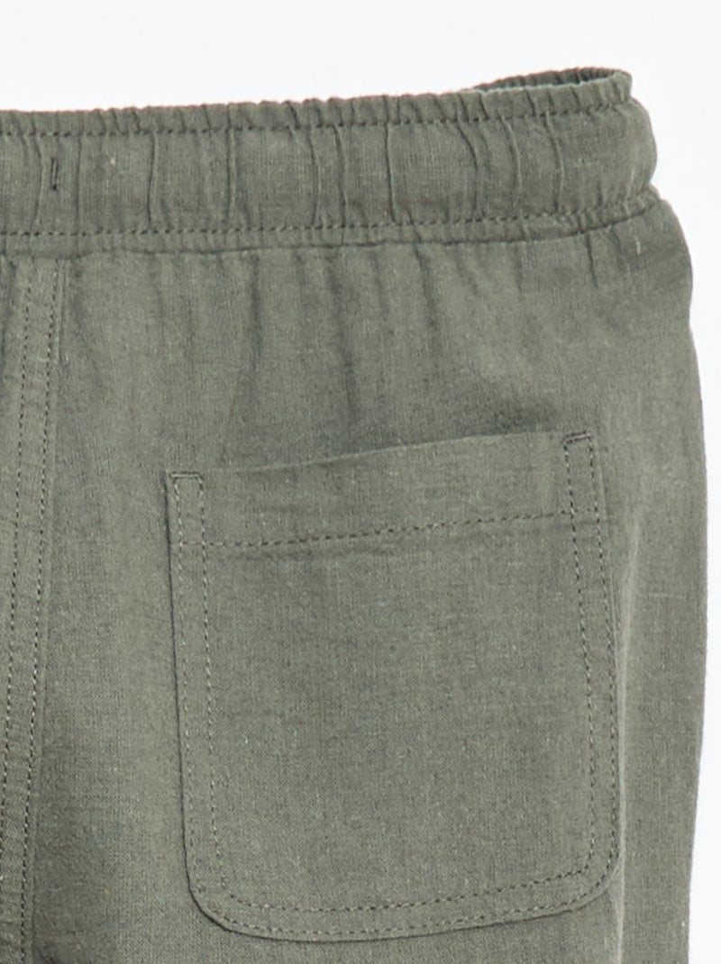 Jogpant en lin mélangé Vert - Kiabi