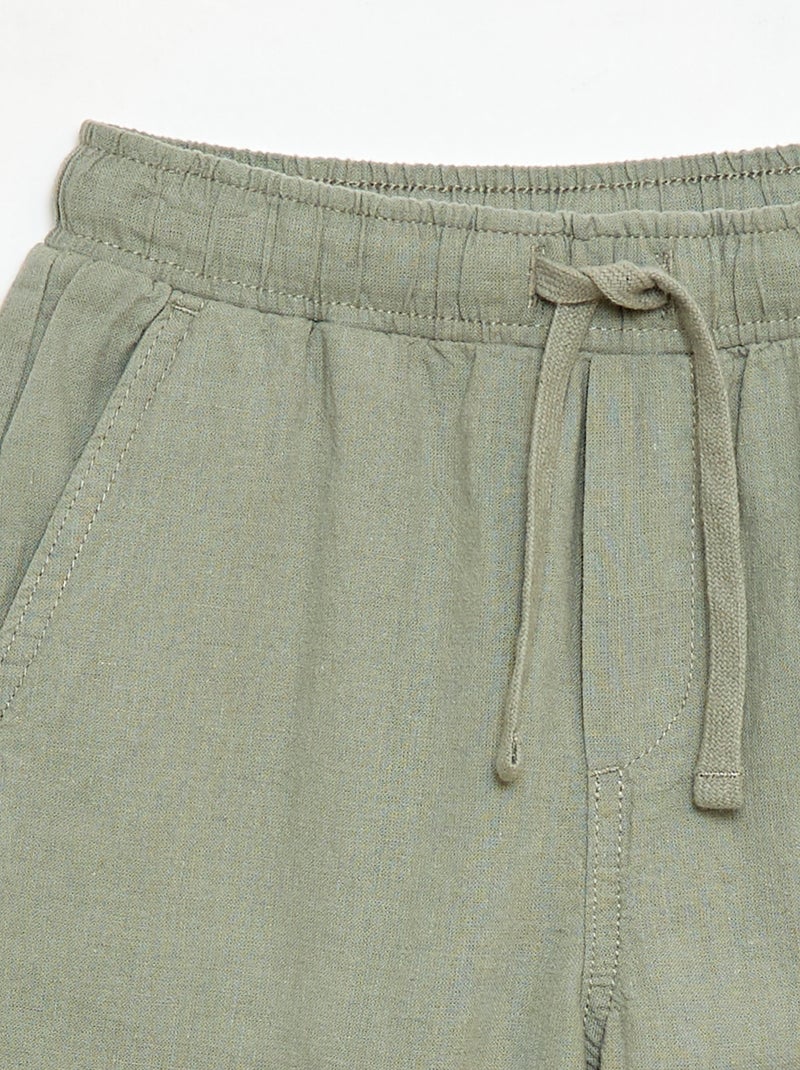 Jogpant en lin mélangé Vert - Kiabi