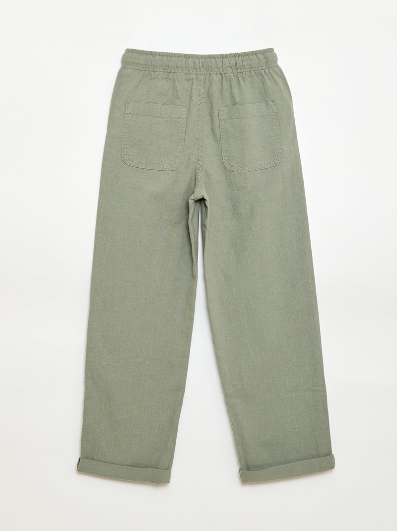 Jogpant en lin mélangé Vert - Kiabi