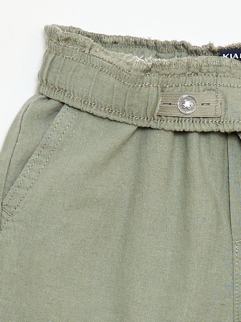 Jogpant en lin mélangé Vert - Kiabi