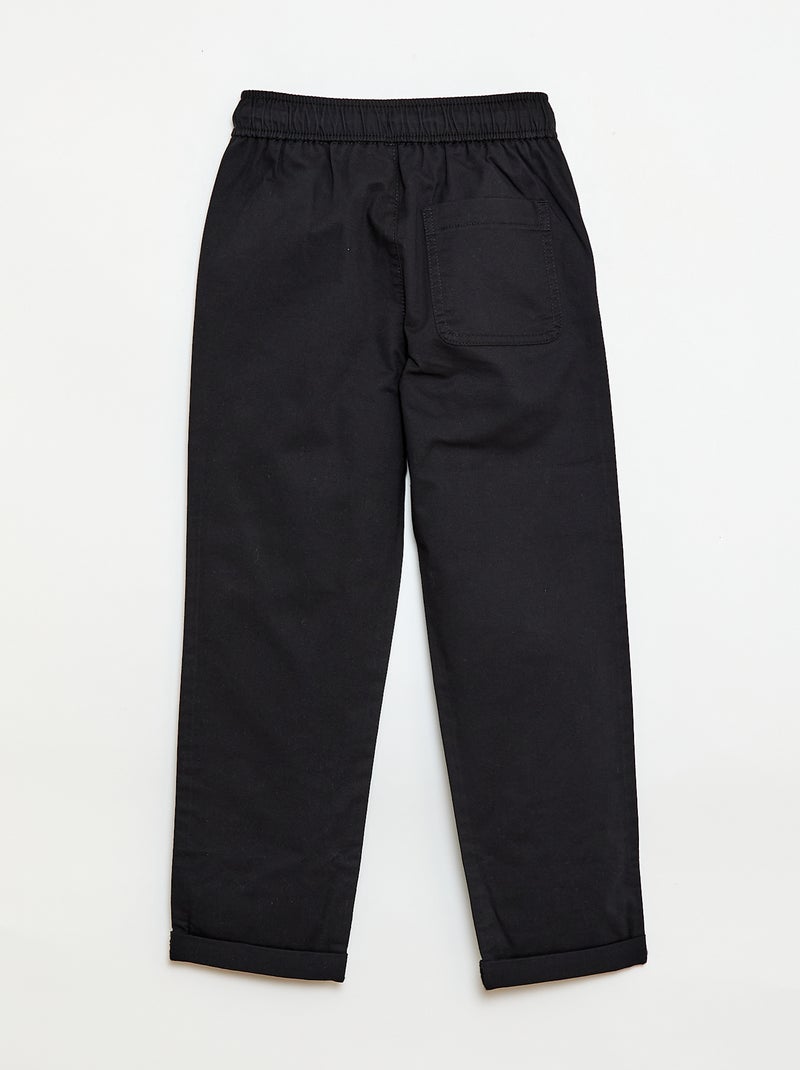 Jogpant uni avec ourlets Noir - Kiabi