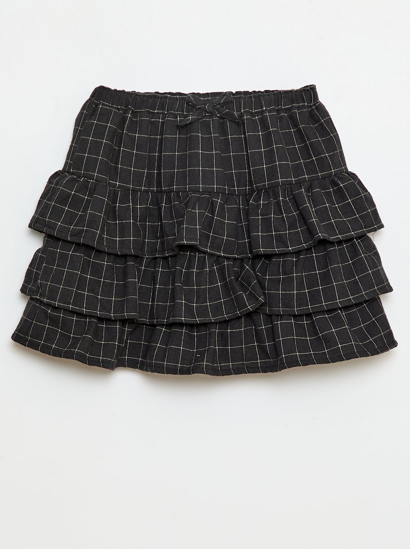 Jupe à carreaux en coton Gris - Kiabi