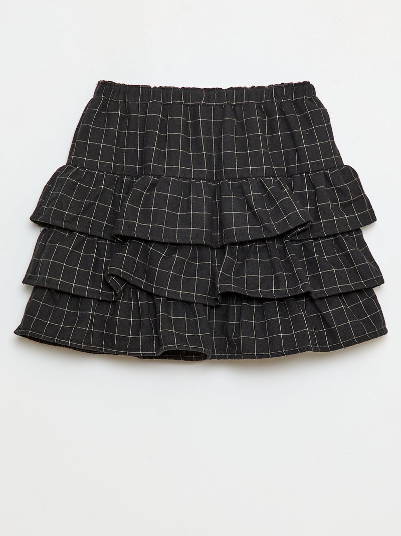 Jupe à carreaux en coton Gris - Kiabi