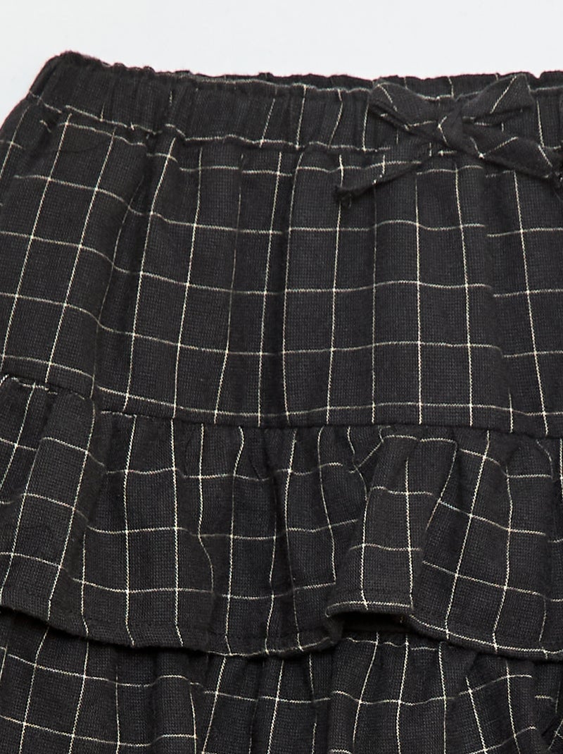 Jupe à carreaux en coton Gris - Kiabi
