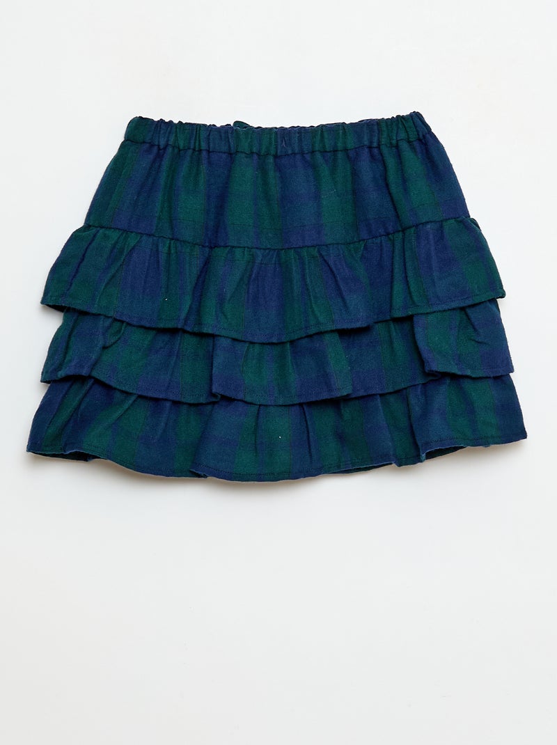 Jupe à carreaux en coton Vert - Kiabi