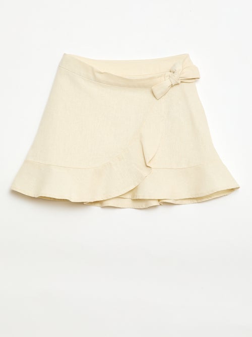 Jupe à volants en lin mélangé - Kiabi