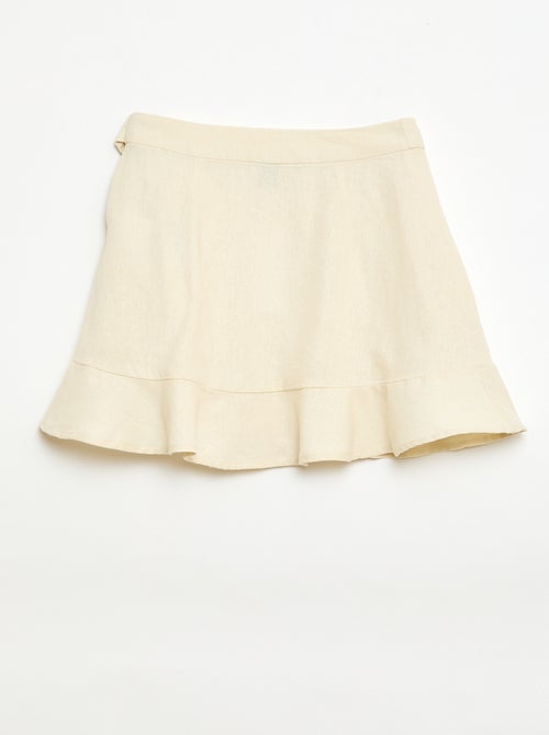 Jupe à volants en lin mélangé - Kiabi