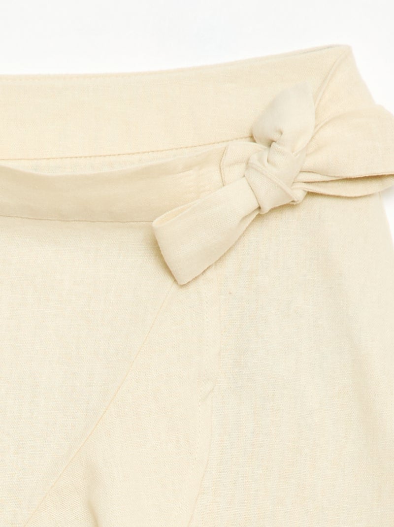 Jupe à volants en lin mélangé Blanc - Kiabi