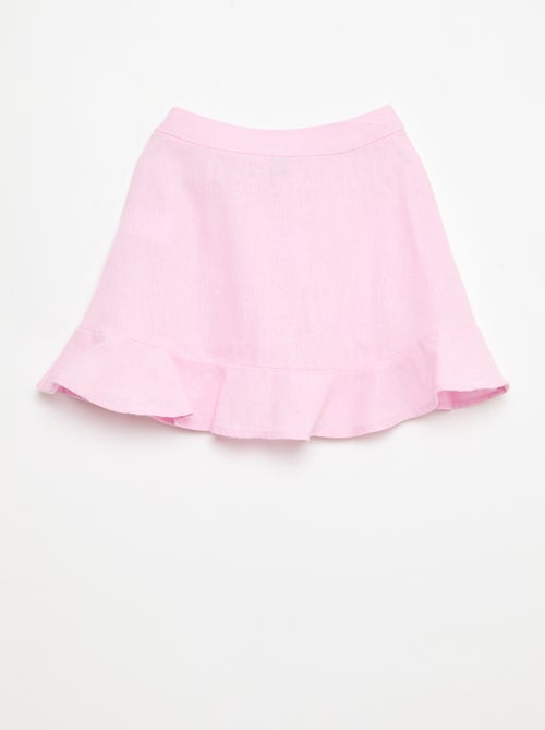 Jupe à volants en lin mélangé - Kiabi