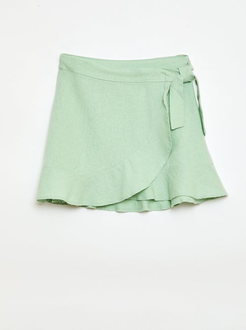 Jupe à volants en lin mélangé - Kiabi