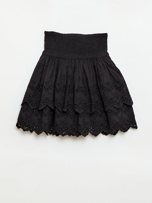 Jupe à volants et broderies anglaises - Kiabi