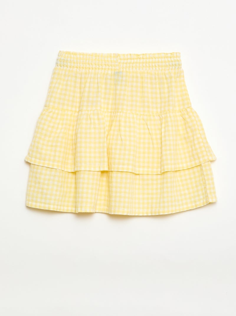 Jupe à volants vichy Jaune - Kiabi