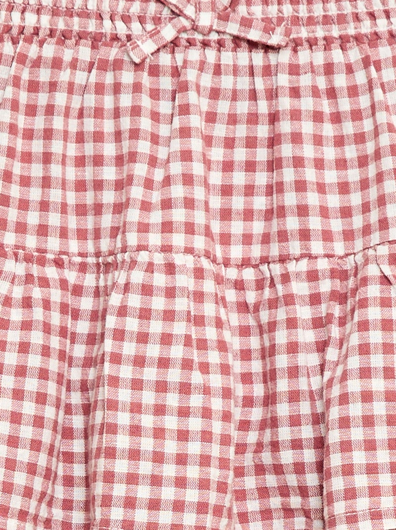 Jupe à volants vichy Rose - Kiabi