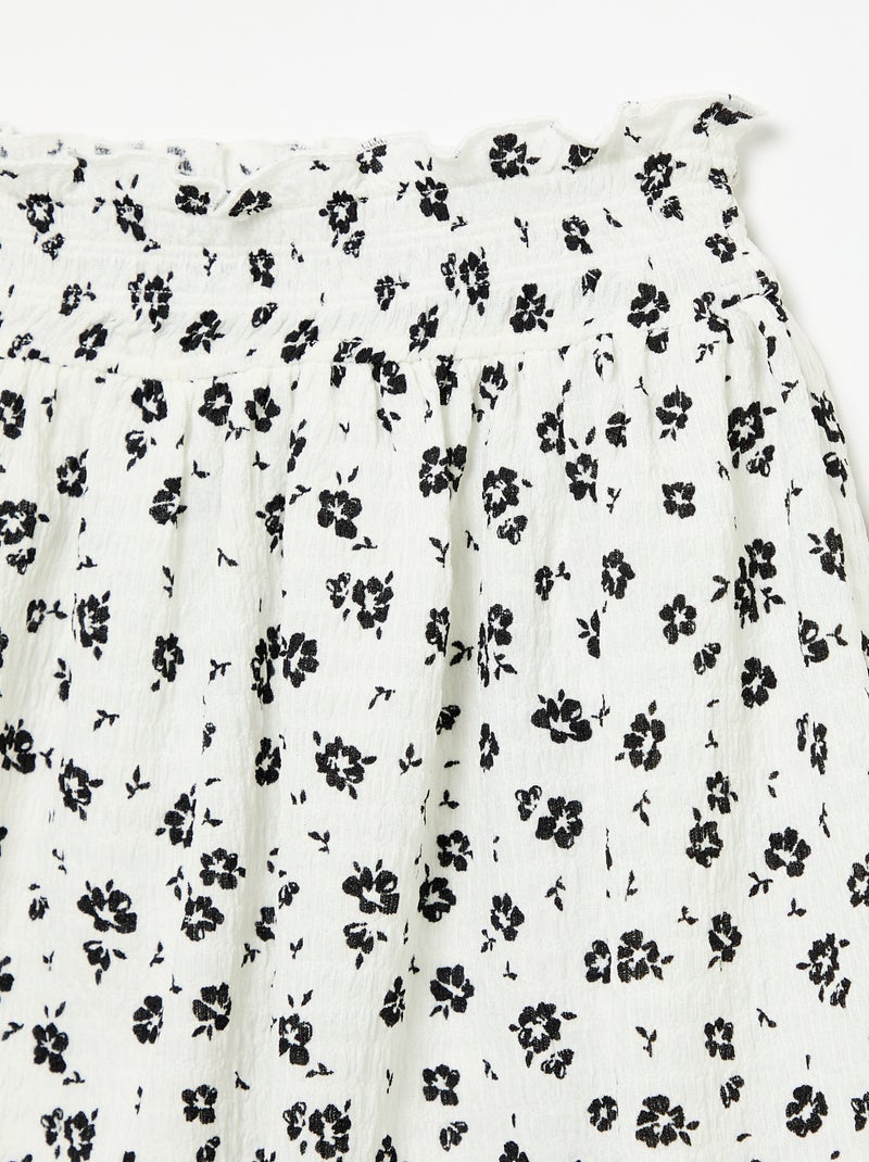 Jupe courte forme patineuse avec short intégré Blanc - Kiabi