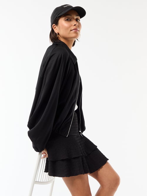 Jupe courte volantée en maille crinckle - Kiabi