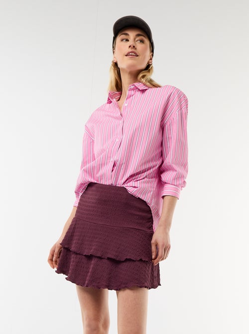 Jupe courte volantée en maille crinckle - Kiabi