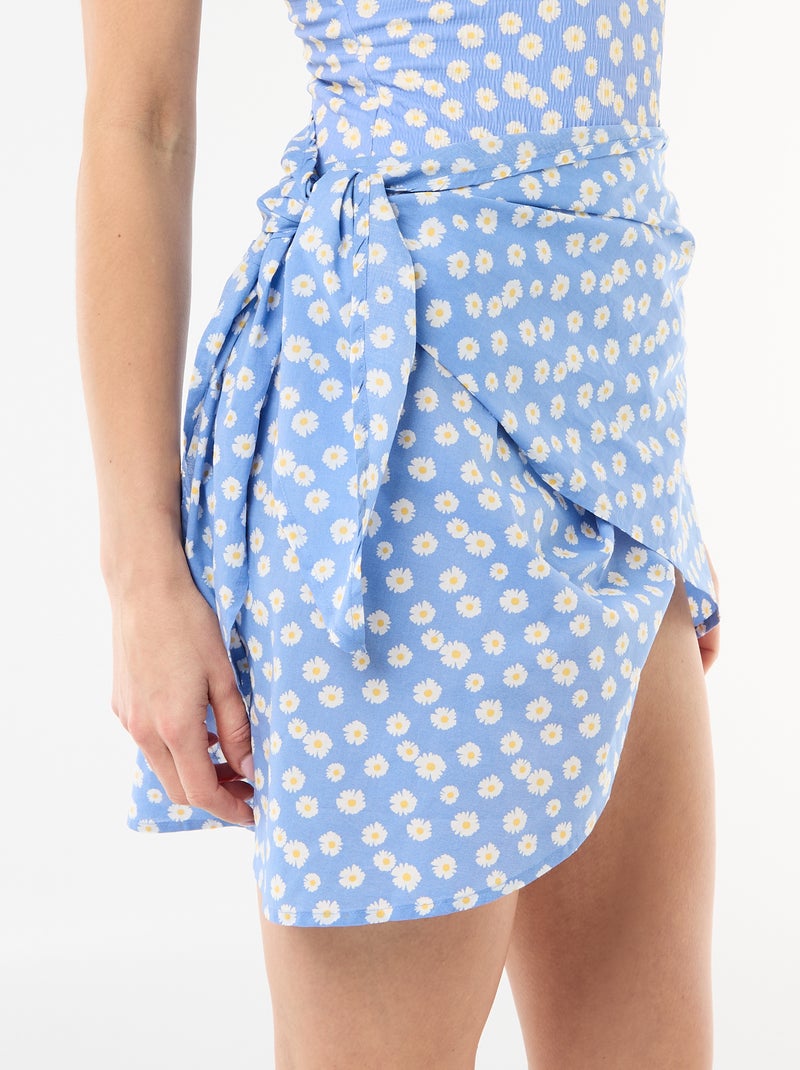 Jupe de plage imprimée à nouer Bleu - Kiabi