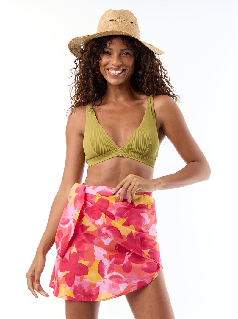 Jupe de plage imprimée à nouer Orange - Kiabi