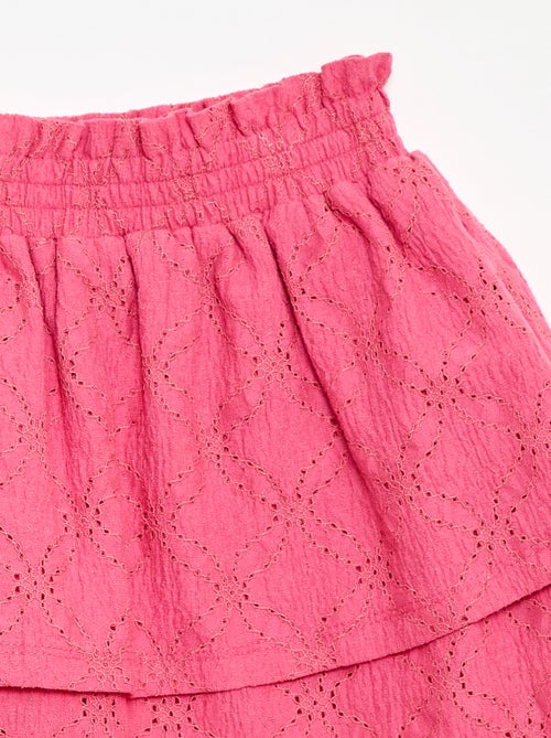 Jupe en broderies anglaises et volants - Kiabi