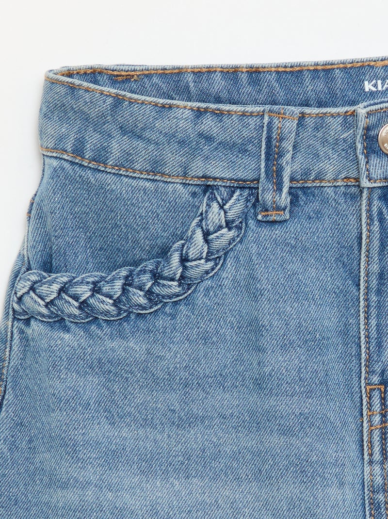 Jupe en denim avec poches tressées Bleu - Kiabi