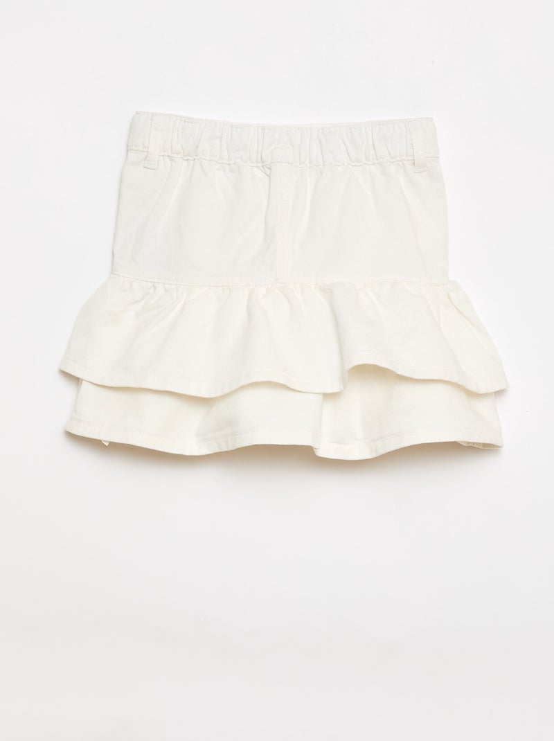 Jupe en denim avec volants Blanc - Kiabi