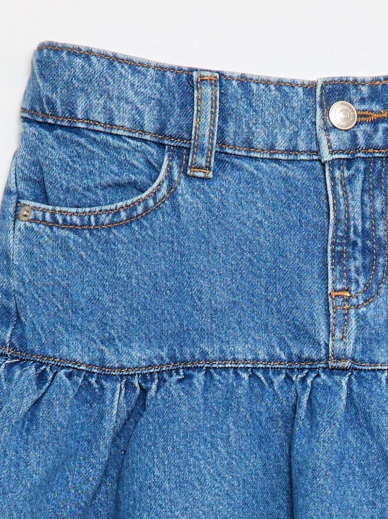 Jupe en denim avec volants Bleu - Kiabi