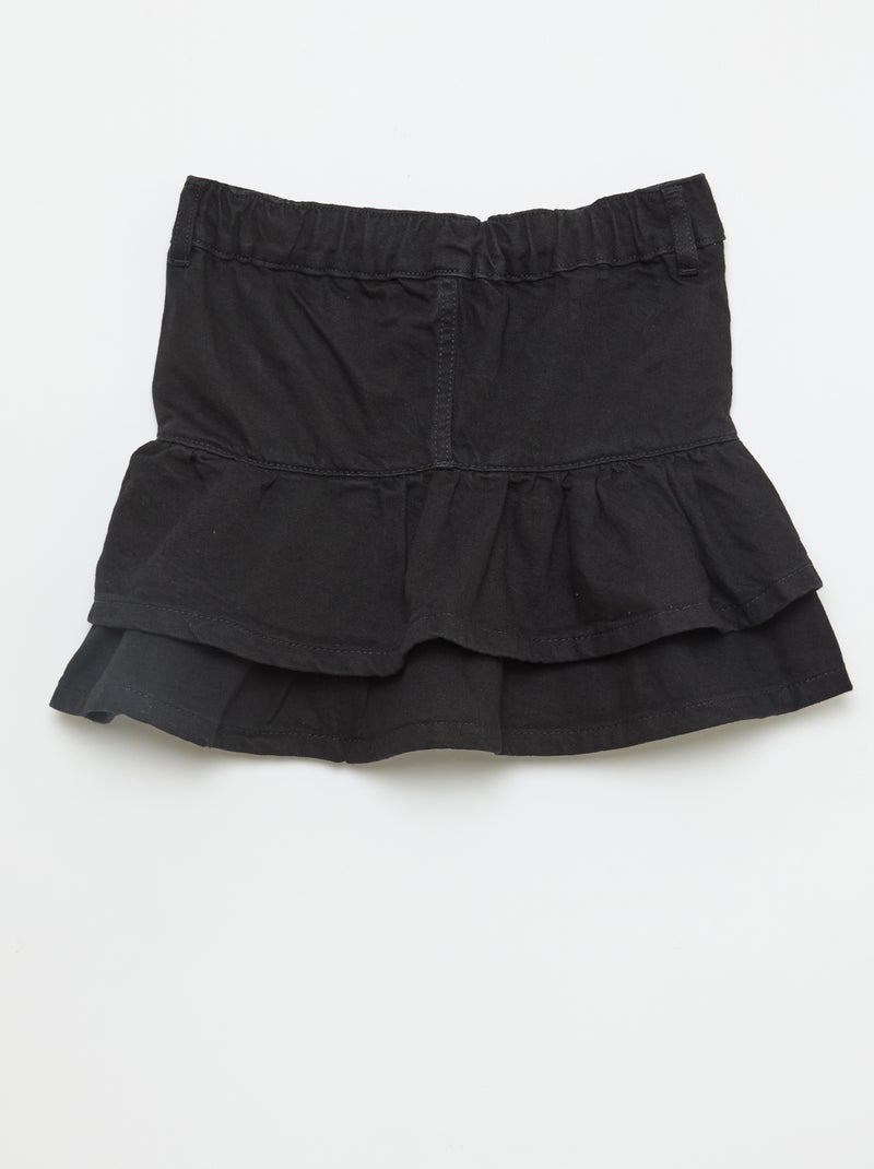 Jupe en denim avec volants Noir - Kiabi