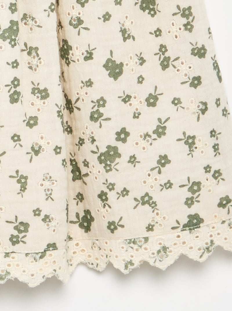 Jupe en gaze de coton et imprimée Vert - Kiabi
