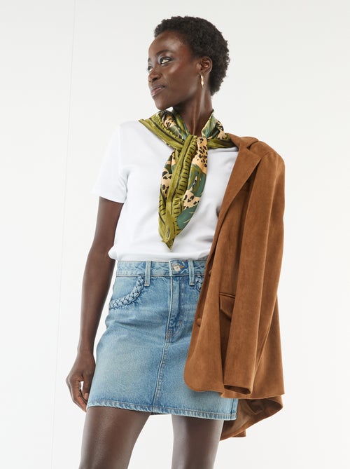 Jupe en jean poches tressées - Kiabi